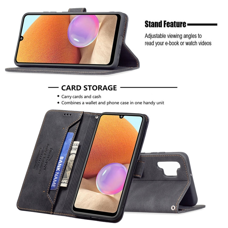 For Samsung Galaxy A32 4G Magnetic Clasp RFID Blocking Anti-Theft Leather Case with Holder & Card Slots & Wallet