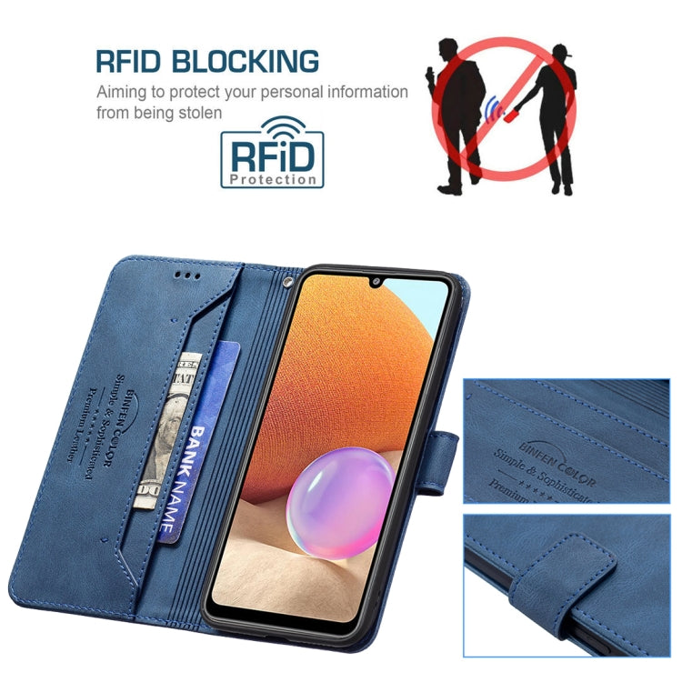 For Samsung Galaxy A32 4G Magnetic Clasp RFID Blocking Anti-Theft Leather Case with Holder & Card Slots & Wallet