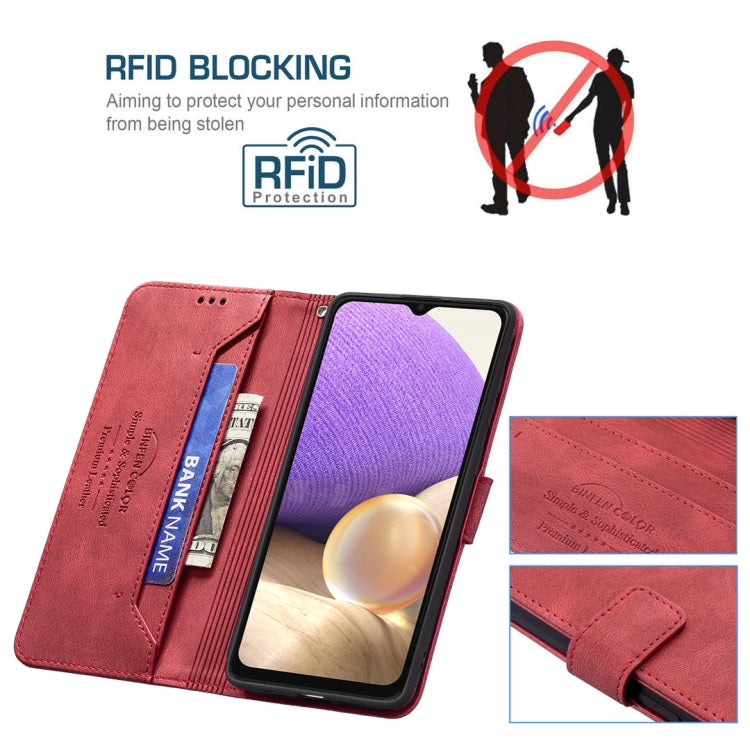 For Samsung Galaxy A32 5G Magnetic Clasp RFID Blocking Anti-Theft Leather Case with Holder & Card Slots & Wallet