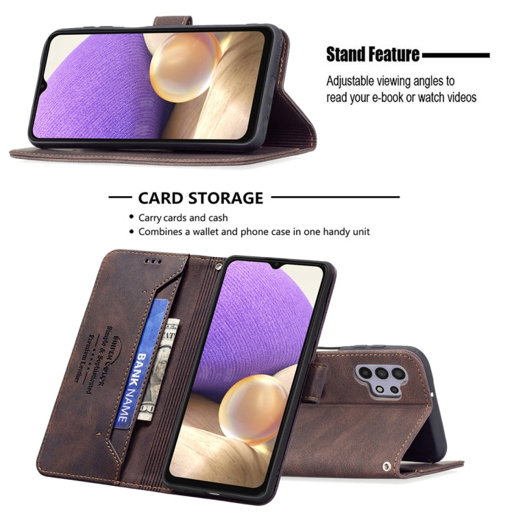 For Samsung Galaxy A32 5G Magnetic Clasp RFID Blocking Anti-Theft Leather Case with Holder & Card Slots & Wallet