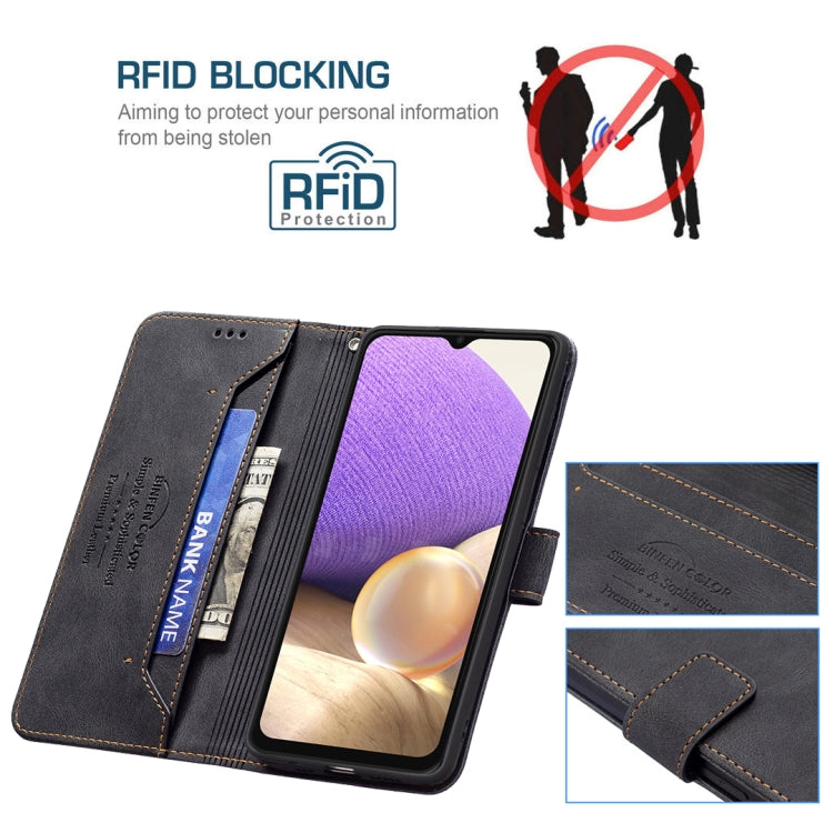 For Samsung Galaxy A32 5G Magnetic Clasp RFID Blocking Anti-Theft Leather Case with Holder & Card Slots & Wallet