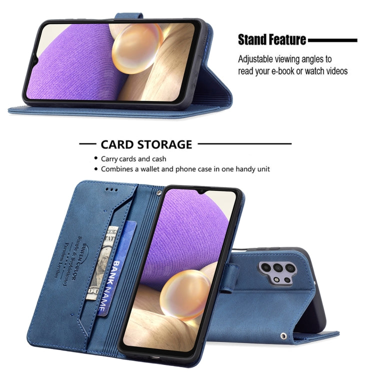 For Samsung Galaxy A32 5G Magnetic Clasp RFID Blocking Anti-Theft Leather Case with Holder & Card Slots & Wallet