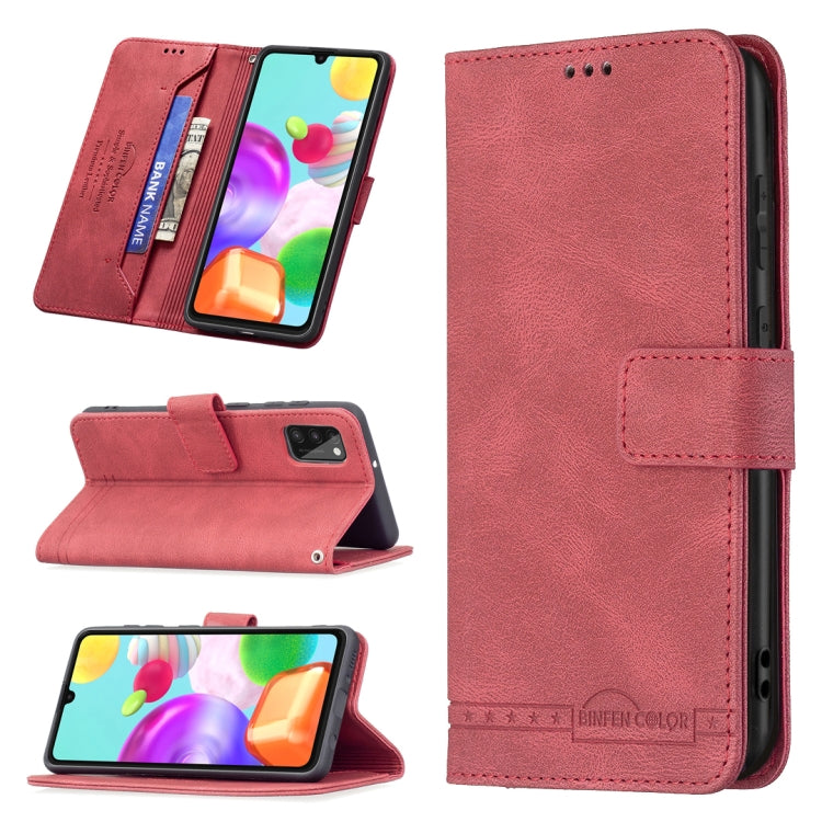 For Samsung Galaxy A41 Magnetic Clasp RFID Blocking Anti-Theft Leather Case with Holder & Card Slots & Wallet