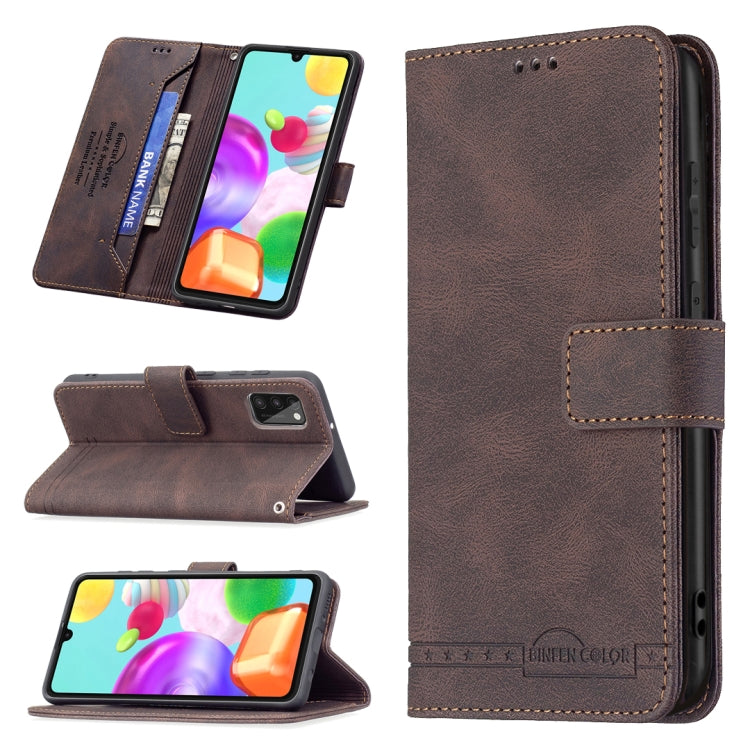 For Samsung Galaxy A41 Magnetic Clasp RFID Blocking Anti-Theft Leather Case with Holder & Card Slots & Wallet