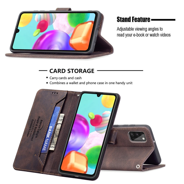 For Samsung Galaxy A41 Magnetic Clasp RFID Blocking Anti-Theft Leather Case with Holder & Card Slots & Wallet