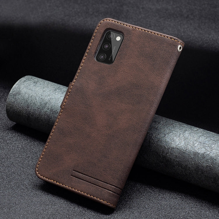 For Samsung Galaxy A41 Magnetic Clasp RFID Blocking Anti-Theft Leather Case with Holder & Card Slots & Wallet