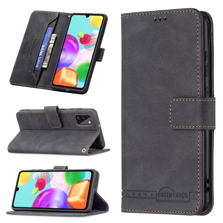 For Samsung Galaxy A41 Magnetic Clasp RFID Blocking Anti-Theft Leather Case with Holder & Card Slots & Wallet