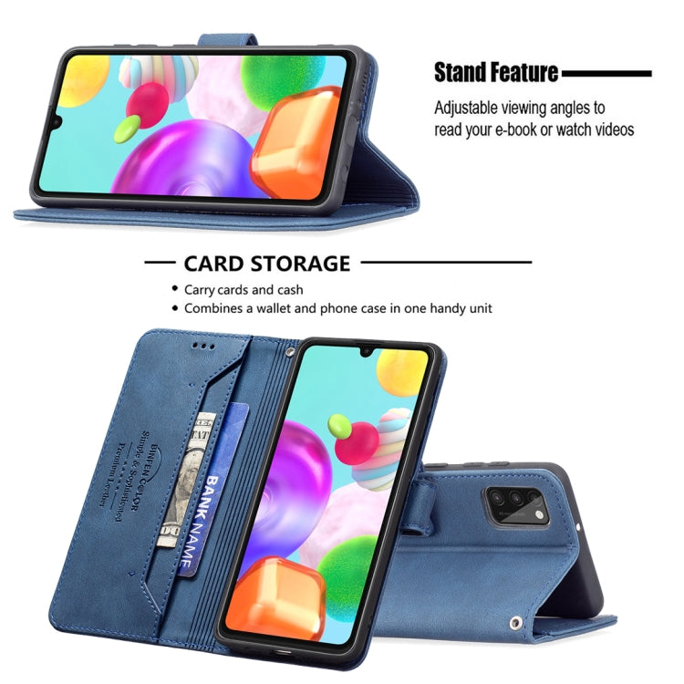 For Samsung Galaxy A41 Magnetic Clasp RFID Blocking Anti-Theft Leather Case with Holder & Card Slots & Wallet