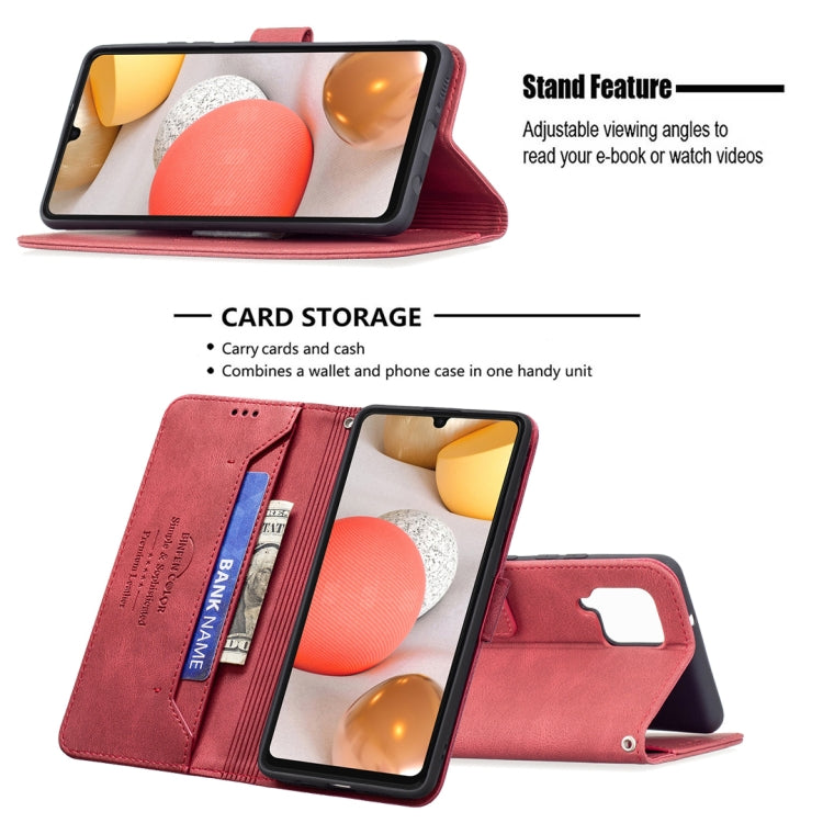 For Samsung Galaxy A42 5G Magnetic Clasp RFID Blocking Anti-Theft Leather Case with Holder & Card Slots & Wallet
