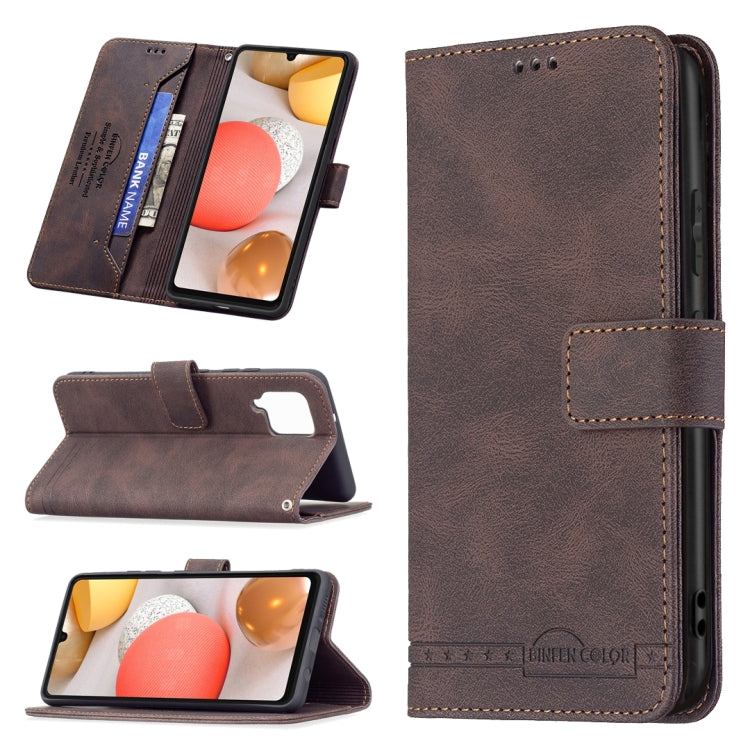 For Samsung Galaxy A42 5G Magnetic Clasp RFID Blocking Anti-Theft Leather Case with Holder & Card Slots & Wallet