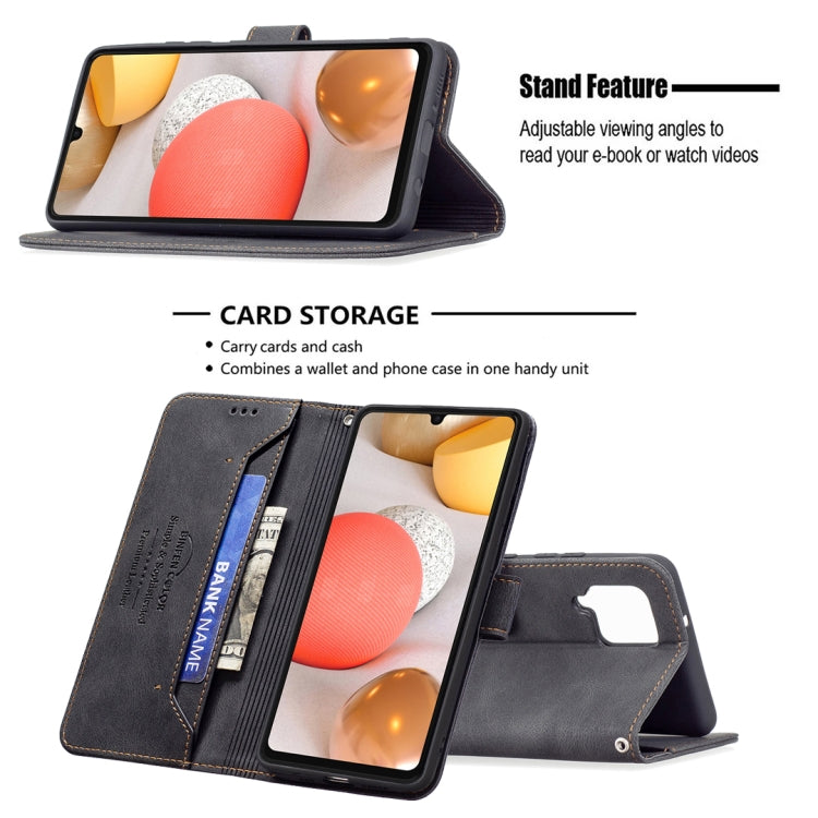 For Samsung Galaxy A42 5G Magnetic Clasp RFID Blocking Anti-Theft Leather Case with Holder & Card Slots & Wallet