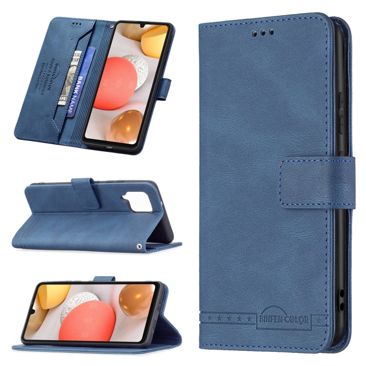 For Samsung Galaxy A42 5G Magnetic Clasp RFID Blocking Anti-Theft Leather Case with Holder & Card Slots & Wallet