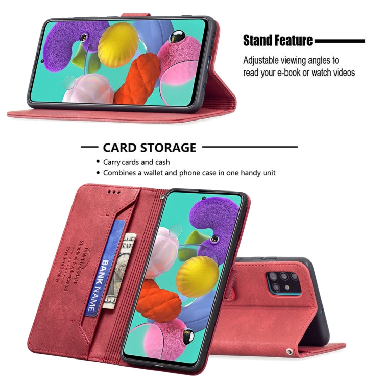 For Samsung Galaxy A51 Magnetic Clasp RFID Blocking Anti-Theft Leather Case with Holder & Card Slots & Wallet