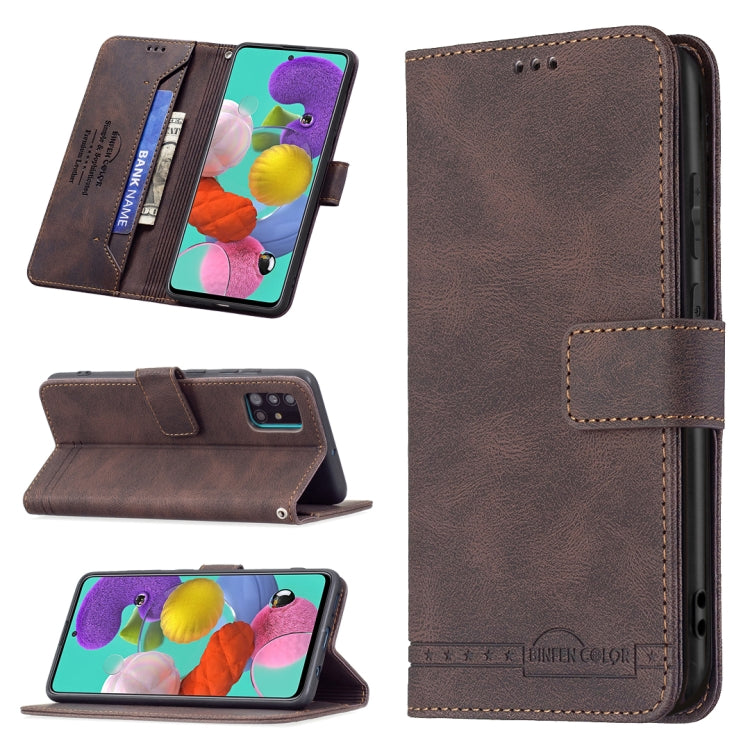 For Samsung Galaxy A51 Magnetic Clasp RFID Blocking Anti-Theft Leather Case with Holder & Card Slots & Wallet