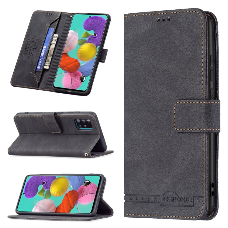 For Samsung Galaxy A51 Magnetic Clasp RFID Blocking Anti-Theft Leather Case with Holder & Card Slots & Wallet
