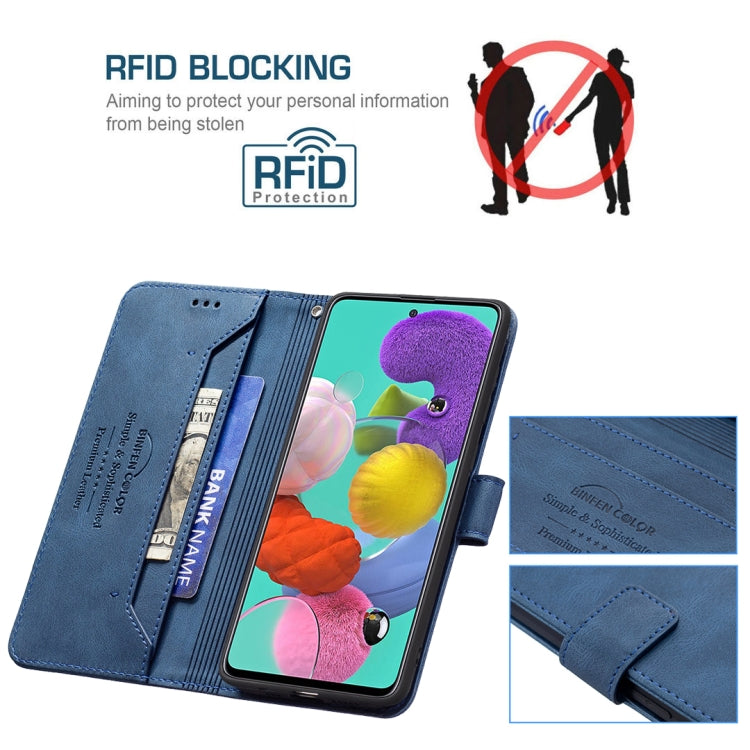 For Samsung Galaxy A51 Magnetic Clasp RFID Blocking Anti-Theft Leather Case with Holder & Card Slots & Wallet
