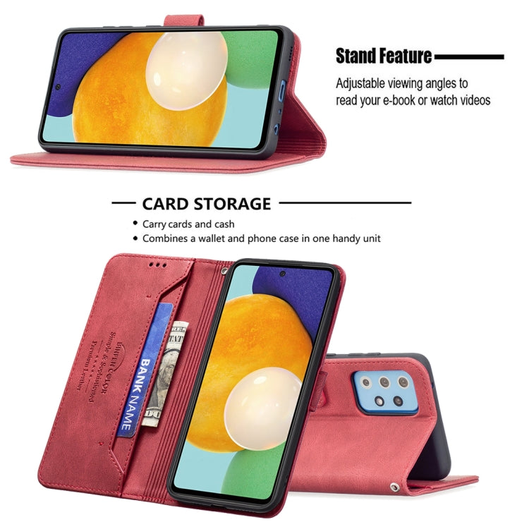 For Samsung Galaxy A52 Magnetic Clasp RFID Blocking Anti-Theft Leather Case with Holder & Card Slots & Wallet