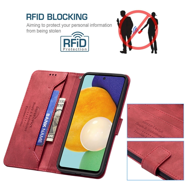 For Samsung Galaxy A52 Magnetic Clasp RFID Blocking Anti-Theft Leather Case with Holder & Card Slots & Wallet