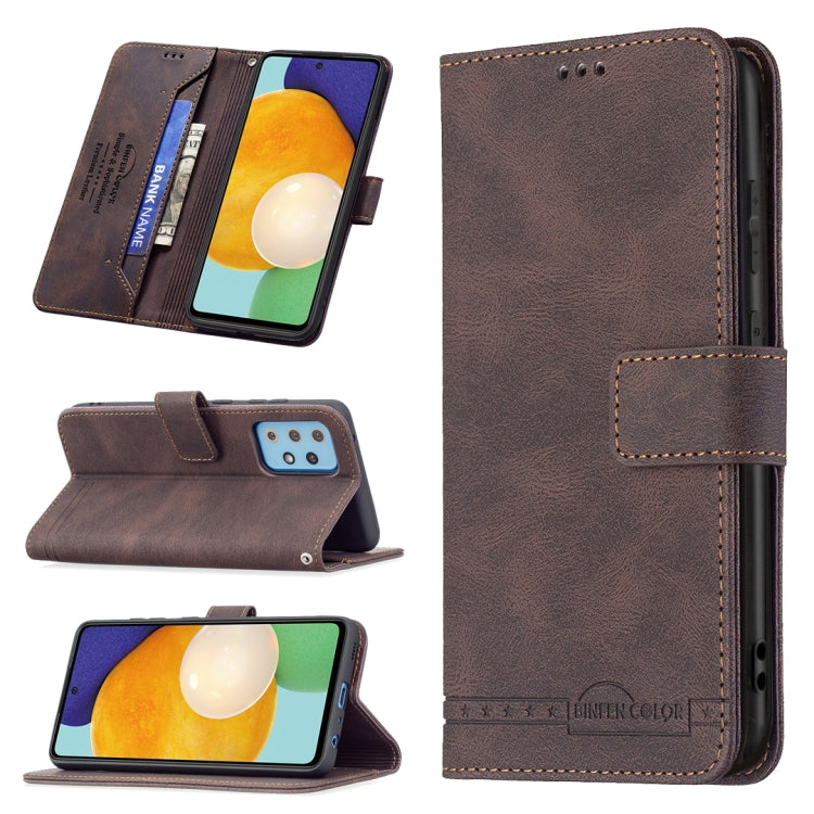 For Samsung Galaxy A52 Magnetic Clasp RFID Blocking Anti-Theft Leather Case with Holder & Card Slots & Wallet
