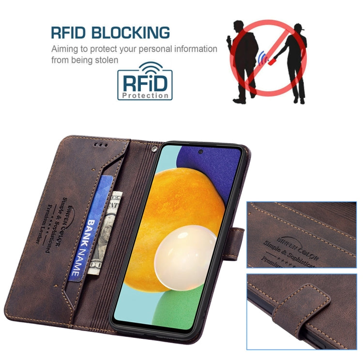 For Samsung Galaxy A52 Magnetic Clasp RFID Blocking Anti-Theft Leather Case with Holder & Card Slots & Wallet