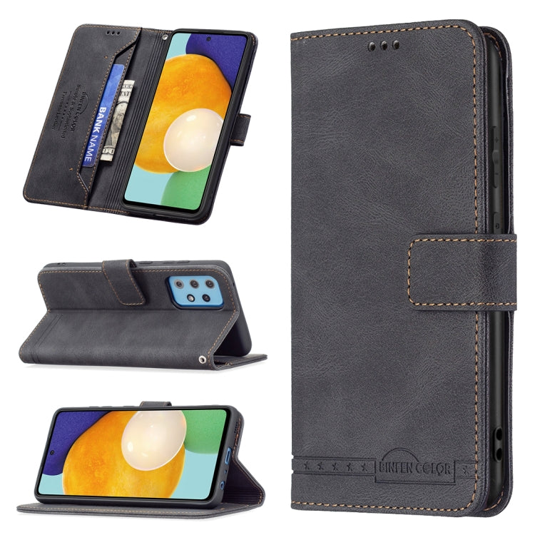 For Samsung Galaxy A52 Magnetic Clasp RFID Blocking Anti-Theft Leather Case with Holder & Card Slots & Wallet