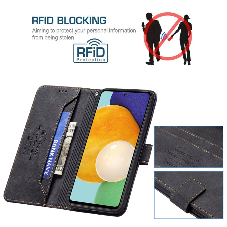 For Samsung Galaxy A52 Magnetic Clasp RFID Blocking Anti-Theft Leather Case with Holder & Card Slots & Wallet