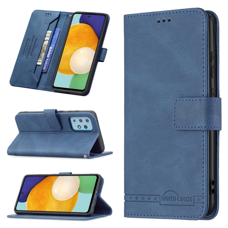 For Samsung Galaxy A52 Magnetic Clasp RFID Blocking Anti-Theft Leather Case with Holder & Card Slots & Wallet