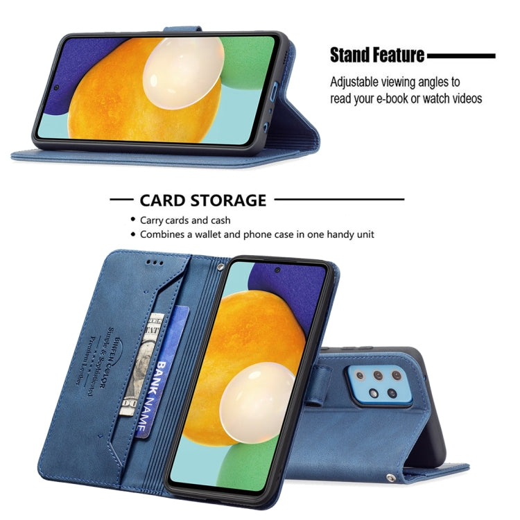 For Samsung Galaxy A52 Magnetic Clasp RFID Blocking Anti-Theft Leather Case with Holder & Card Slots & Wallet