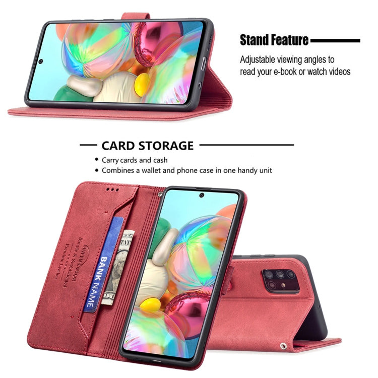 For Samsung Galaxy A71 Magnetic Clasp RFID Blocking Anti-Theft Leather Case with Holder & Card Slots & Wallet