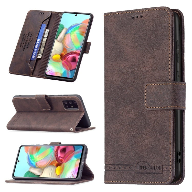 For Samsung Galaxy A71 Magnetic Clasp RFID Blocking Anti-Theft Leather Case with Holder & Card Slots & Wallet