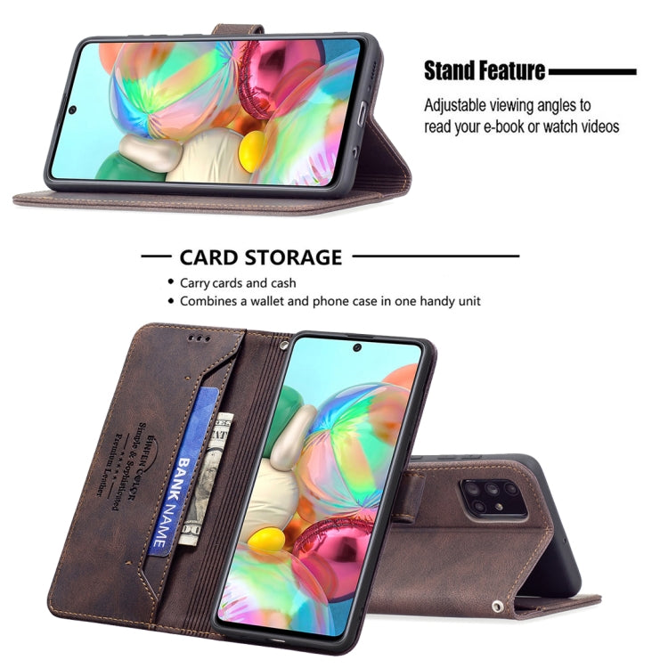 For Samsung Galaxy A71 Magnetic Clasp RFID Blocking Anti-Theft Leather Case with Holder & Card Slots & Wallet