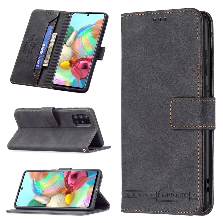 For Samsung Galaxy A71 Magnetic Clasp RFID Blocking Anti-Theft Leather Case with Holder & Card Slots & Wallet
