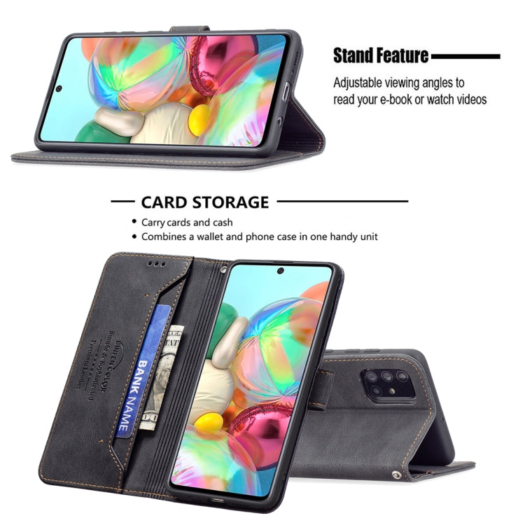 For Samsung Galaxy A71 Magnetic Clasp RFID Blocking Anti-Theft Leather Case with Holder & Card Slots & Wallet
