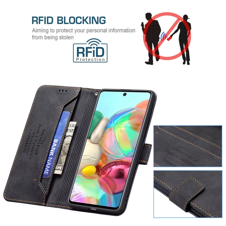 For Samsung Galaxy A71 Magnetic Clasp RFID Blocking Anti-Theft Leather Case with Holder & Card Slots & Wallet