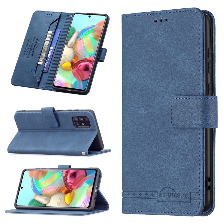 For Samsung Galaxy A71 Magnetic Clasp RFID Blocking Anti-Theft Leather Case with Holder & Card Slots & Wallet