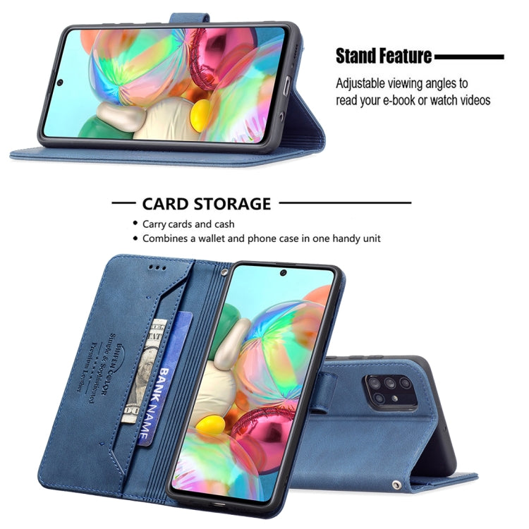 For Samsung Galaxy A71 Magnetic Clasp RFID Blocking Anti-Theft Leather Case with Holder & Card Slots & Wallet