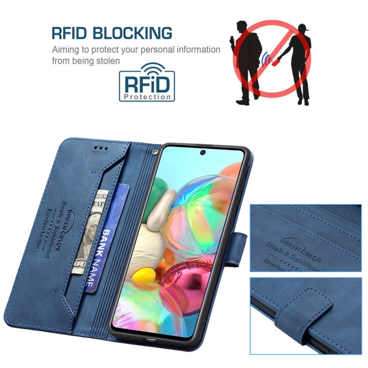 For Samsung Galaxy A71 Magnetic Clasp RFID Blocking Anti-Theft Leather Case with Holder & Card Slots & Wallet