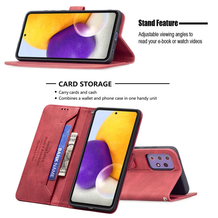 For Samsung Galaxy A72 Magnetic Clasp RFID Blocking Anti-Theft Leather Case with Holder & Card Slots & Wallet
