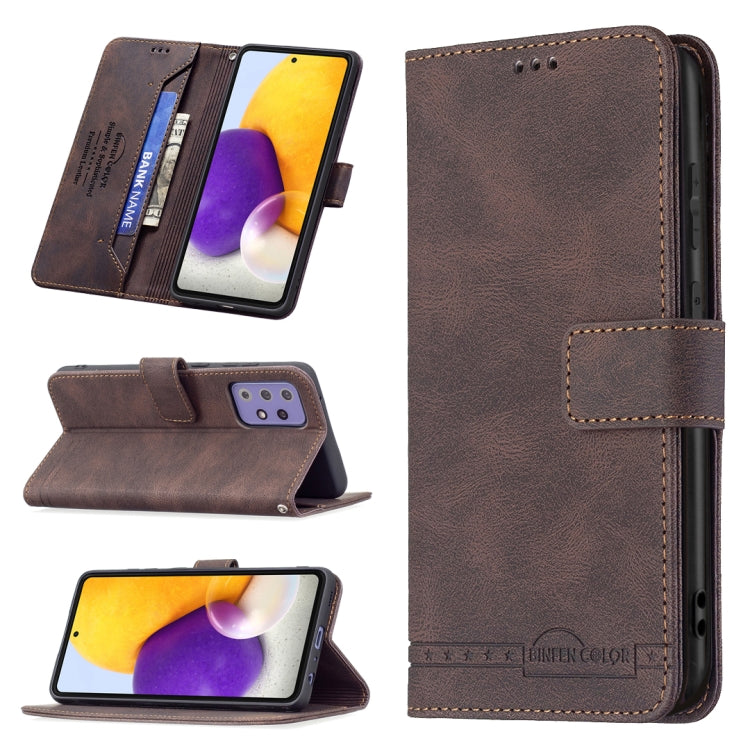 For Samsung Galaxy A72 Magnetic Clasp RFID Blocking Anti-Theft Leather Case with Holder & Card Slots & Wallet