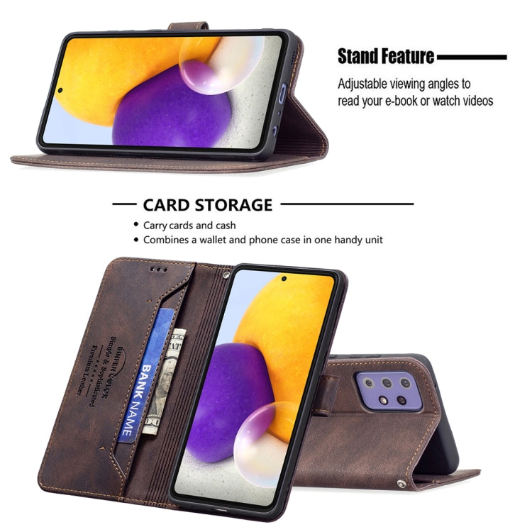 For Samsung Galaxy A72 Magnetic Clasp RFID Blocking Anti-Theft Leather Case with Holder & Card Slots & Wallet