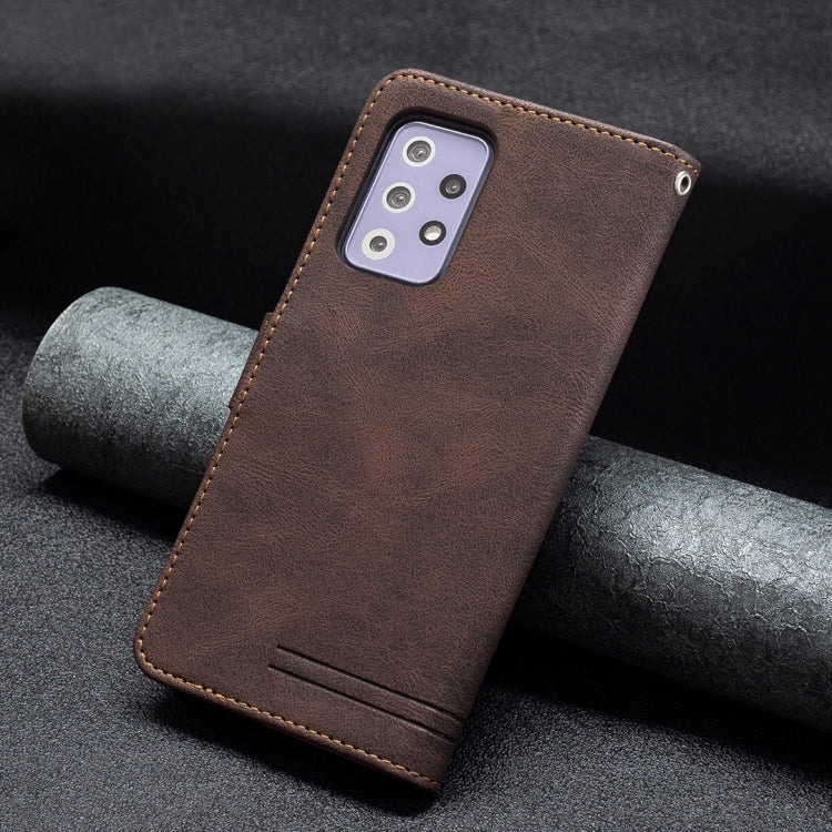 For Samsung Galaxy A72 Magnetic Clasp RFID Blocking Anti-Theft Leather Case with Holder & Card Slots & Wallet
