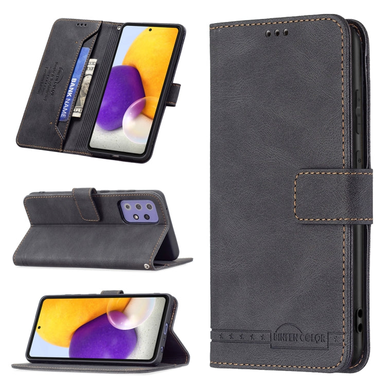 For Samsung Galaxy A72 Magnetic Clasp RFID Blocking Anti-Theft Leather Case with Holder & Card Slots & Wallet