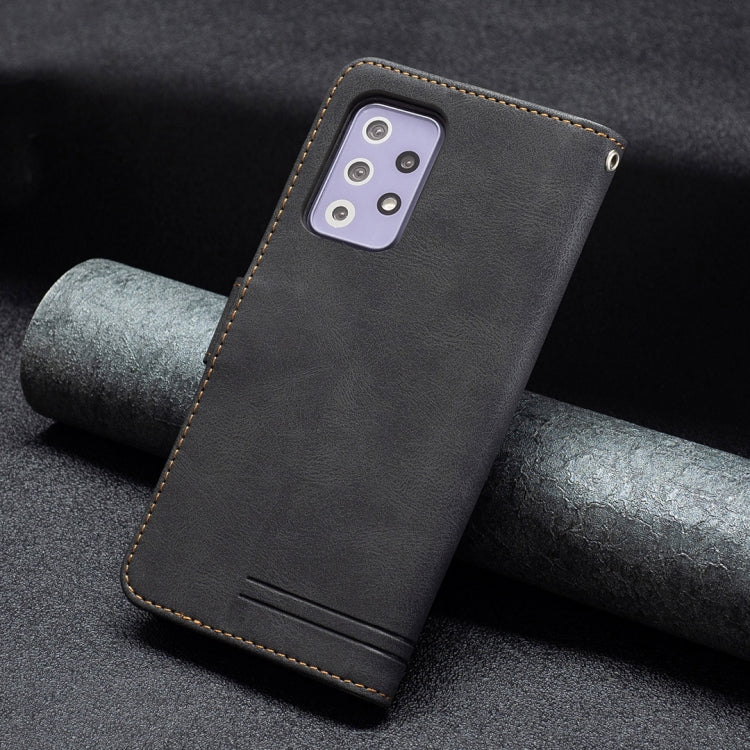 For Samsung Galaxy A72 Magnetic Clasp RFID Blocking Anti-Theft Leather Case with Holder & Card Slots & Wallet