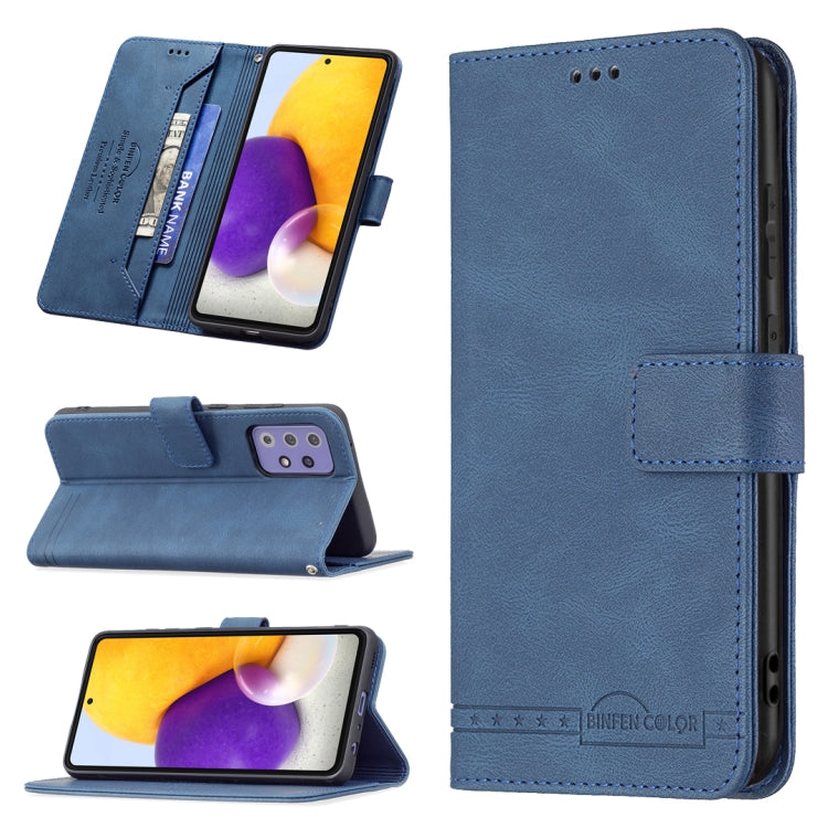 For Samsung Galaxy A72 Magnetic Clasp RFID Blocking Anti-Theft Leather Case with Holder & Card Slots & Wallet