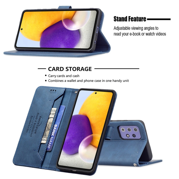 For Samsung Galaxy A72 Magnetic Clasp RFID Blocking Anti-Theft Leather Case with Holder & Card Slots & Wallet