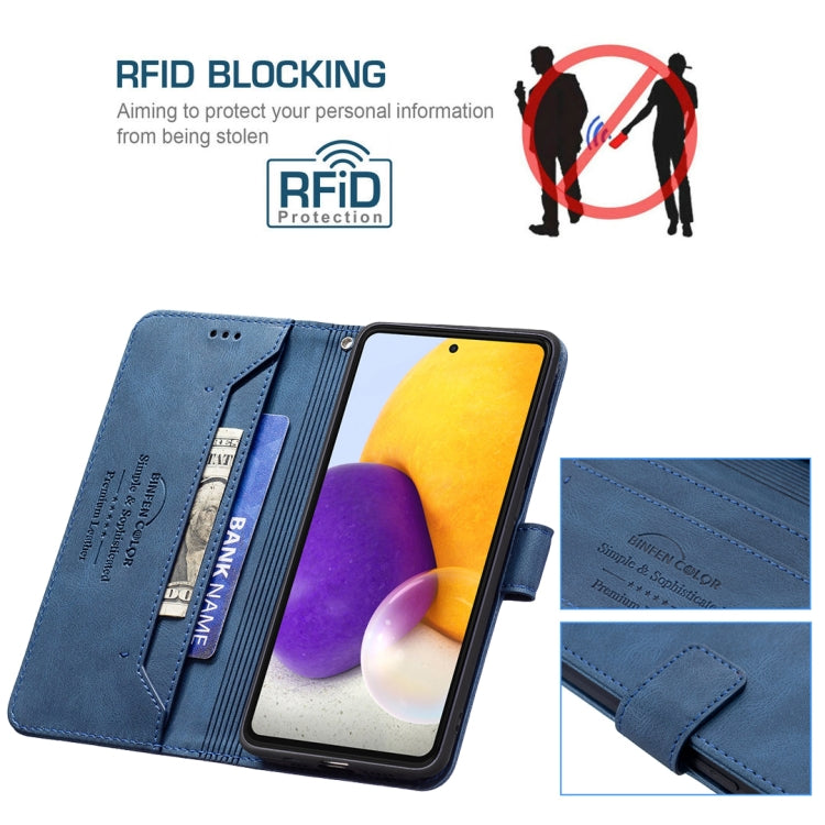 For Samsung Galaxy A72 Magnetic Clasp RFID Blocking Anti-Theft Leather Case with Holder & Card Slots & Wallet