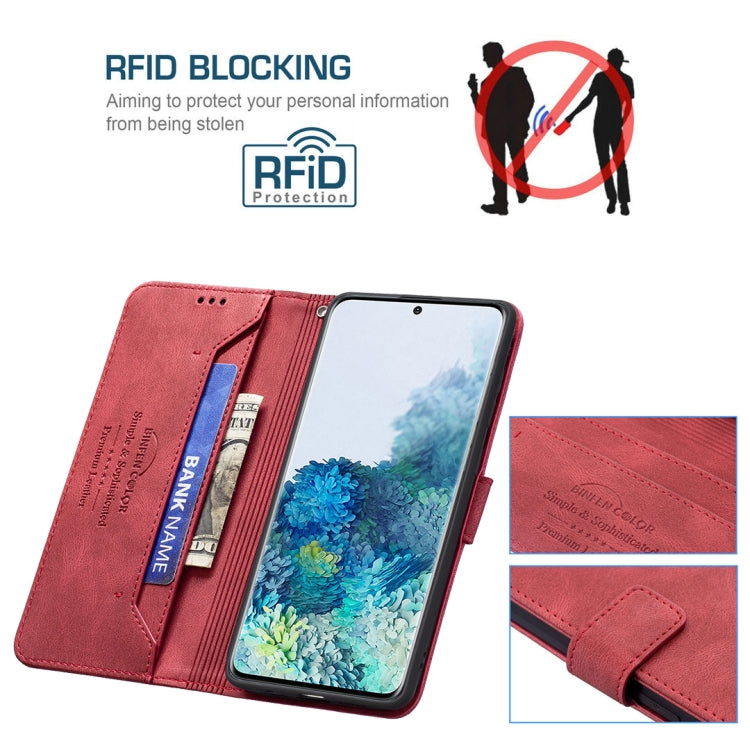 For Samsung Galaxy S20+ Magnetic Clasp RFID Blocking Anti-Theft Leather Case with Holder & Card Slots & Wallet