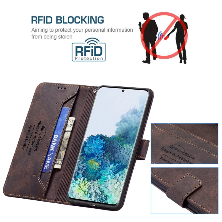 For Samsung Galaxy S20+ Magnetic Clasp RFID Blocking Anti-Theft Leather Case with Holder & Card Slots & Wallet