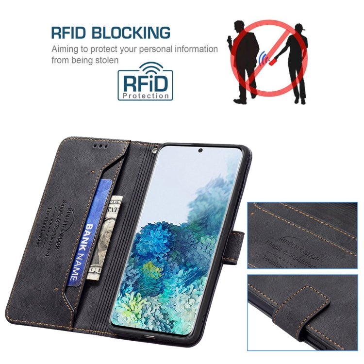 For Samsung Galaxy S20+ Magnetic Clasp RFID Blocking Anti-Theft Leather Case with Holder & Card Slots & Wallet