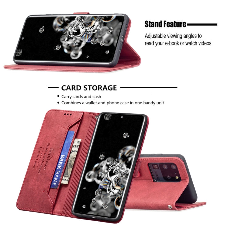 For Samsung Galaxy S20 Ultra Magnetic Clasp RFID Blocking Anti-Theft Leather Case with Holder & Card Slots & Wallet